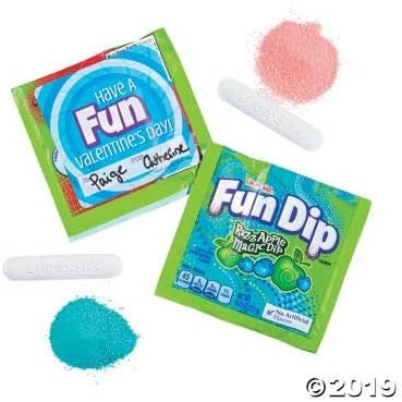 Fun Dip Candy with Valentine’s Day Stickers - 48 Pack