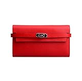 Anifeel Women's Padlock Genuine Leather Wallets Purse Billfold (Red)