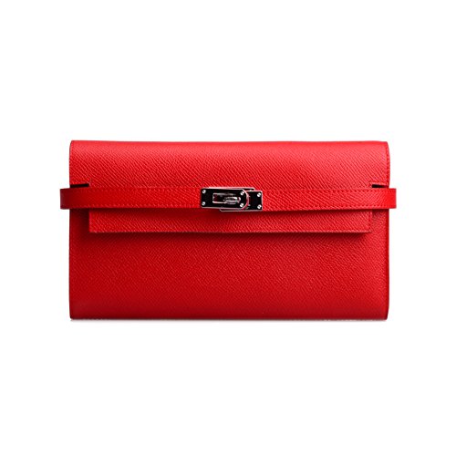 Anifeel Women's Padlock Genuine Leather Wallets Purse Billfold (Red)