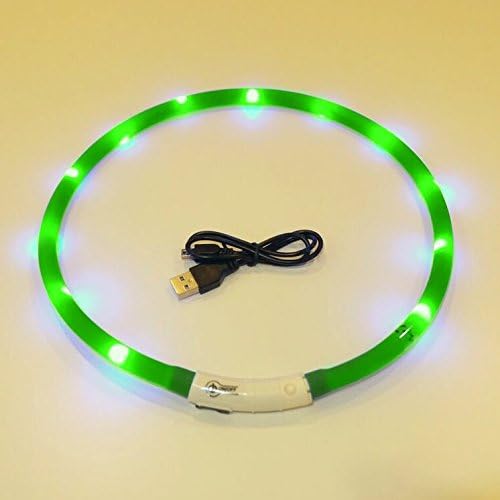 Acmys - LED Dog Collar Light Up Night Safety Collar for Small Medium Large Dogs, Waterproof, USB Rechargeable, Resizable, Blue Green Pink Red Colors (green)
