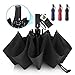 WSKY 10 Ribs Inverted Umbrella Windproof Automatic Folding Umbrella Teflon Coating Canopy Reverse Umbrella Portable Travel Umbrella Black