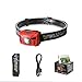 USB Headlamp,Bright 650 Lumens Rechargeable Lightweight Sensor LED Headlamp w/ Red Light,Outdoor Head Lamp Flashlight Waterproof for Running Fishing Spot Flood Beam,Adjustable Headband for Kids Adult