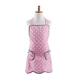 G2PLUS Thin Cotton Kid Girl Apron, Pink Polka Dots Apron for Children, Cooking Apron for Kid Girls, Baking Apron with 2 Pockets (Kid Girl Aprons)
