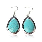 TS Inlaid Turquoise Teardrop Shaped Earrings
