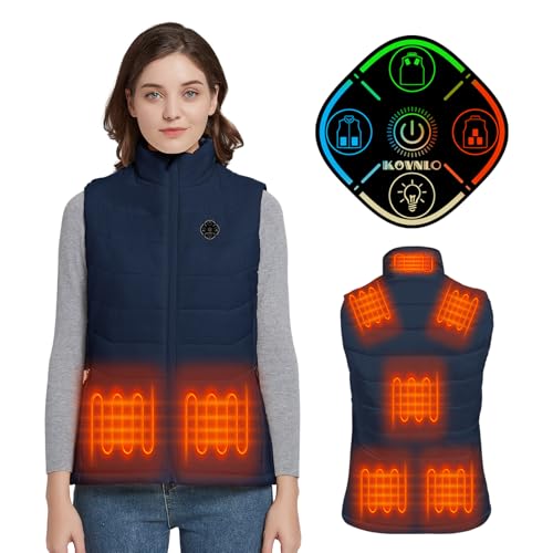 KOVNLO Womens Heated Vest, 5 in 1 Smart Controller, Lights-out Design ...
