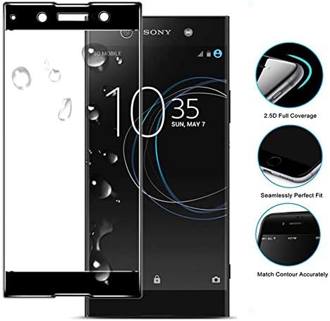 Venga amigos Screen Protector for Sony Xperia XA2 Plus, 2.5D Full Coverage Tempered Glass Bubble Free HD Clear Full Coverage Glass Protector for Sony Xperia XA2 Plus-Black