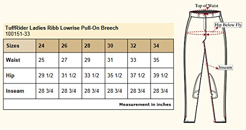 TuffRider Women's Ribb Lowrise Pull-On Breeches, Taupe, 28