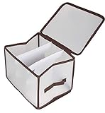 Juvale String Lights Storage Box - Christmas LED Lights Organizer Container, Translucent Bin with Brown Trim and Handle, Heavy Duty Zippered Closure, Winders Included, 12 x 9.5 x 10 Inches