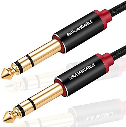 SHULIANCABLE Guitar Instrument Cable, 6.35mm (1/4) TRS to 6.35mm (1/4) TRS Stereo Audio Cable for Electric Guitar,Mandolin, Bass, Amplifier, Keyboard, Mixing Desks (6.6Ft/2M)