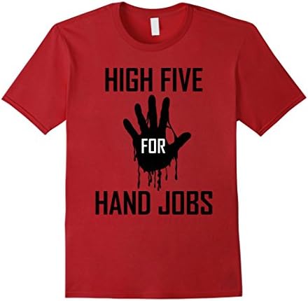 Mens High Five For Handjobs Tshirt Medium Cranberry