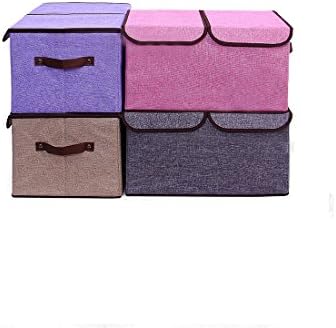 Foldable Hosehold Essentials Fabric Storage Box Organizer Bin Double Cover (khaki) 45L