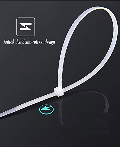 Cable Zip Ties Heavy Duty 8 Inch, Ultra Strong Plastic Wire Ties, 100 Pieces, Nylon Tie Wraps with 0.2 Inch Width in Black & White, Indoor and Outdoor UV Resistant (8")