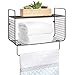 mDesign Steel Wall Mount Storage Organizer Shelf Rack with Towel Bar - Mounted Shelves for Bathroom, Laundry Room, Kitchen, Garage - Basket for Hand Towels, Washcloth - Concerto Collection - Bronze
