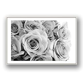 Framed for Living Room Bedroom Grey Rose Flowers for