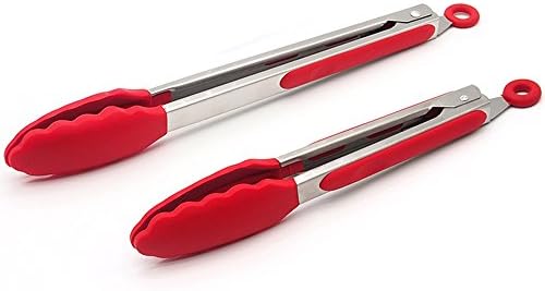 Bread Clamp Tongs,2pcs Stainless Steel Handle Silicone Food Clip Clamp 9/12 inch for Kitchen Cooking Tool