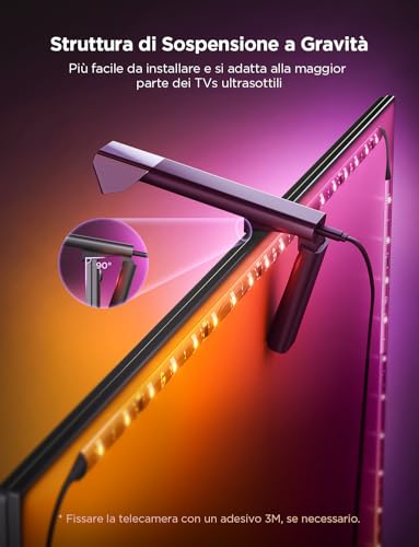 Govee LED TV Backlight 3 Lite with Fish-Eye Correction Function, Aplicable to 55-65 Inch TV, 3.6M RGBICW WiFi LED TV Lights with Camera, 4 Colors in 1 Lamp, Voice Control and APP