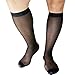 Mr.Babuu 3Pairs Pack Men's Casual Striped Sheer Nylon Silky Thin Dress Socks (Black)