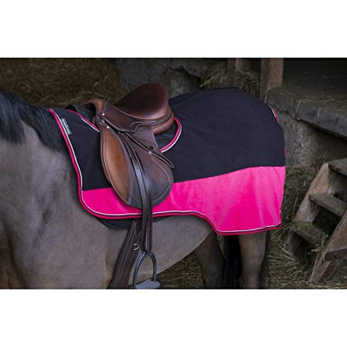 EQUITHÈME EXERCISE RUG RIDE ON HORSE RUG POLAR FLEECE (140 cm, Black/Raspberry)