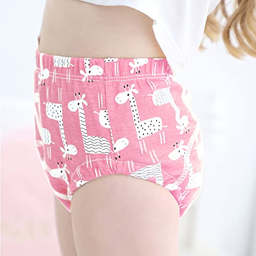 U0U Baby Girls'4 Pack Cotton Training Pants Toddler Potty Training Underwear for Boys and Girls Pink 3T