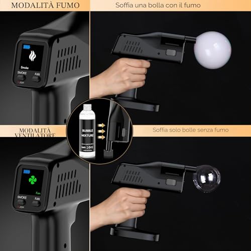 Seihoae Cocktail Bubble Smoke Gun, Funzionamento con un Solo Tasto, Portatile, con Schermo a Colori da 1,4 Pollici, per Baristi, Bar, Feste, Vino, Bevande, Caffè