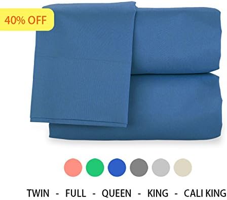 H Bedding Bed Sheet Set, 4pcs Solid Color Brushed Microfiber 1800 Bedding - Wrinkle, Fade, Stain Resistant, Hypoallergenic Sheets, Pillow Case Set - King, Ocean Blue - - Idea for Thanksgiving