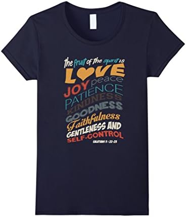 Women's The Fruit Of The Spirit Christian Bible Scripture T-Shirt Small Navy