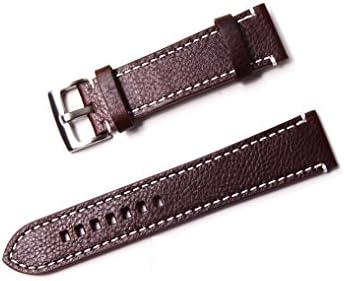 Stylish Genuine Leather Watch Strap 18mm-22mm (Deep Brown, 21mm)