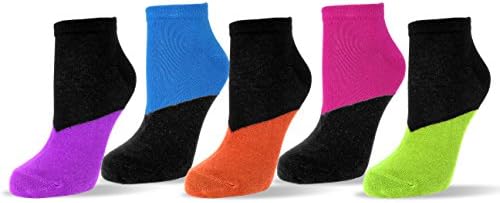 Women's Bright Color Designs Combed Cotton No Show Socks - 5 Pack (FLEXIBLES)
