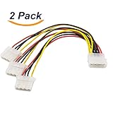 Computer Molex 4 Pin Power Supply to 3 Port Molex IDE Y Splitter Cable 2 Pack