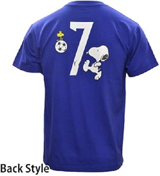 Amazon Co Jp Jリーグエンタープライズ スヌーピーナンバーtシャツ 7番 サッカー日本代表コラボ半袖シャツ サポーター応援グッズジャパンブルー M スポーツ アウトドア