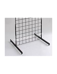 Patas y panel de rejilla para exhibidor, en forma de T, con niveladores   Caja de 3 pares (6 patas individuales)   Negras   Funcionan con todos los paneles de rejilla estándar o rejilla en listones