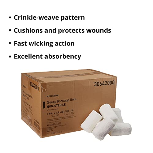 McKesson Gauze Bandage Rolls, NonSterile, 6Ply, 4 1/2 in x 4 1/10 yds