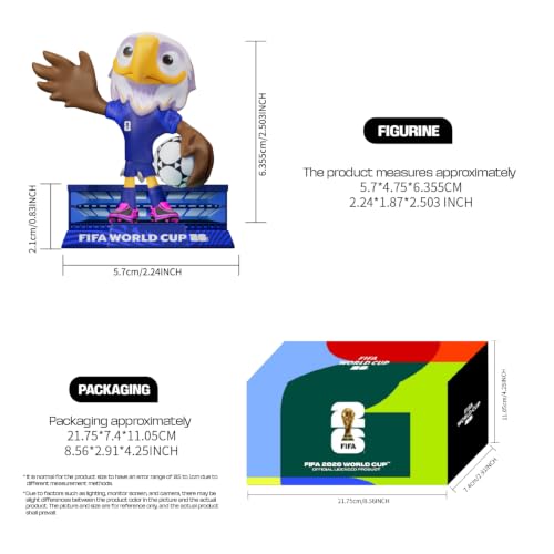 Sanyetral FIFA 2026 Copa Mundial Oficial Licenciada Conjunto de Figurinas de Mascotas de 3 con Caja de Exhibición (Arce, Zayu y Clutch), Figura de Modelo de Mercancía Oficial para Coleccionistas
