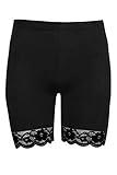 Oops Outlet Women's Lace Trim Jersey Gym Bike Cycling Hot Pants Tights Shorts S/M (US 4/6) Black