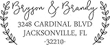 Custom Self-Inking Address Stamp with Laurel Branch Design (Medium, Style 2)