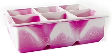 Cocktail Cubes Large Silicone King Cube Ice Cube Trays, Makes Big Cubes for Whiskey, Pink and White