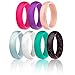 ROQ Silicone Rubber Wedding Ring for Women, Dome Solid Glitter & Metallic, Rubber Wedding Band, 5.5mm Wide 2mm Thick, 7 Pack, Pink, Purple, Rose Gold, Silver, White, Turquoise, Black, Size 8