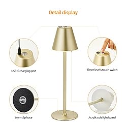 2Pack LED CordlessTable Lamp,4000mAh Rechargeable