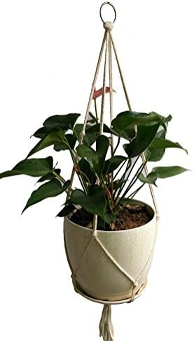 4 Legs Macrame Rope Plant Holders Hangers White 36 Inch fits 8-10 inch pots