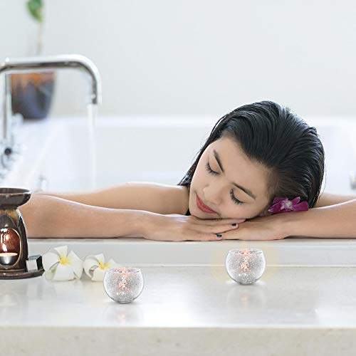 Volens Round Silver Votive Candle Holders, Mercury Glass Tealight Candle Holder Set of 12 - Thumbnail 3