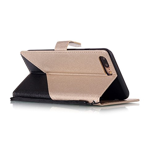 Scheam iPhone 7 Plus iPhone 8 Plus Wallet Multi Card Holder Anti-Scratch Backcover Folio PU Leather Cover with Backcover Case Compatible with iPhone 7 Plus iPhone 8 Plus - Golden + Black - Thumbnail 4