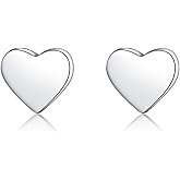 Reffeer Solid 925 Sterling Silver Small Heart Stud Earrings for Women Teen Girls Love Heart Earrings Post Stud Earrings Hypoallergenic