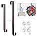HMSEC Wreath Hanger, Adjustable Wreath Hanger for Front Door, 20 lbs Door Wreath Hook with 4 Pack Suction Cup Hooks Set for Glass Door (Bronze)