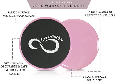 Live Infinitely Core Sliders - Dual Sided Fitness Sliders for Hardwood Or Carpeted Surfaces - Ideal for Ab & Core Workouts - Includes eBook of Exercises & Workouts (Rose Gold)