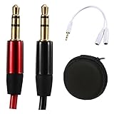 GuardYou Aux Cable Male to Male Stereo Audio Cable for Headphones iPods iPhones iPads Speaker Car Stereos,2 Piece, Black/Red