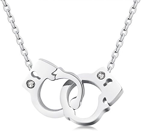 Crystal Lariat Handcuffs Choker Necklace in Stainless Steel - Silver, Rose Gold (stainless-steel)