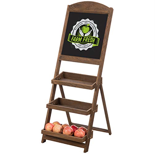 MyGift Rustic Burnt Wood Chalkboard Easel with 3Tiered Display Shelves Pricepulse