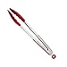 KEKU Stainless Steel Silicone Kitchen Tongs,Set of 3-7, 9, 12 Inch Heavy Duty Non-stickTongs for Barbeque, Cooking, Grilling Turner,RED