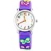 Vavna Best Seller Girls Boys Waterproof 3D Watch Cute Cartoon Digital Wrist watches Kids Children Christmas Gift Time Learning (Butterfly Purple)