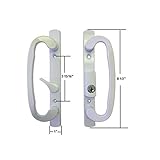 STB Sliding Glass Patio Door Handle Set, Mortise Type, Keyed, White, 3-15/16" Screw Holes